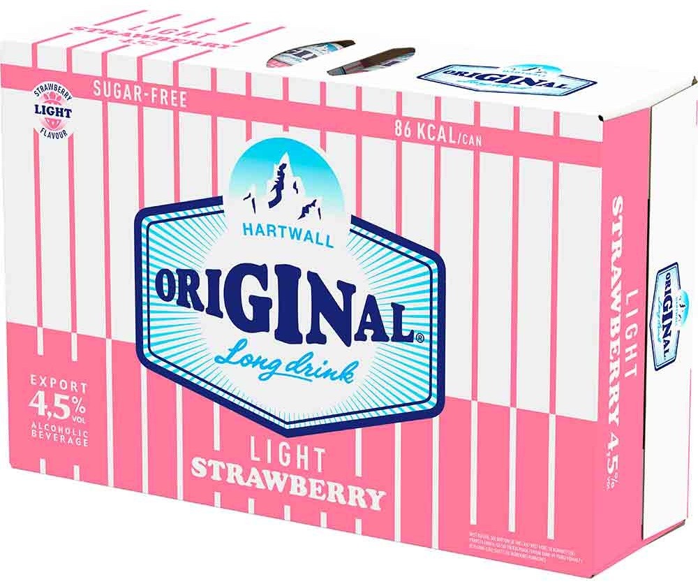 Hartwall Original Gin Long Drink Light jahoda 4.5% 24 × 0.33 L