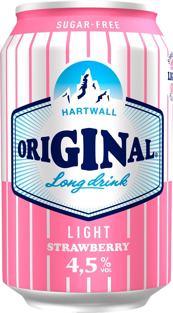 Hartwall Original Gin Long Drink Light Strawberry 4.5% 0.33 L | DRINKERO