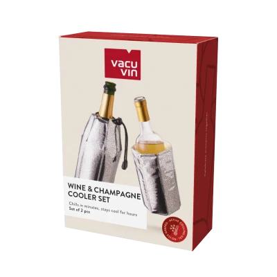 The Vacu Vin Active Coolers Wine &amp; Champagne Silver set