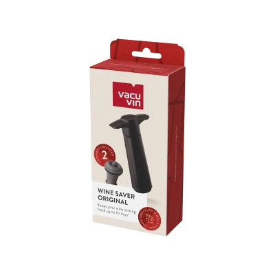 El conservador de vino Vacu Vin Original negro con 2 tapones